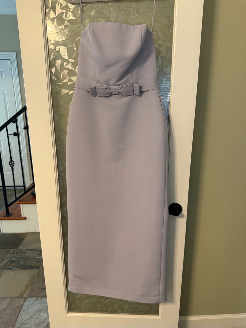 Amsale Strapless Lavender Dress with Waist Bow